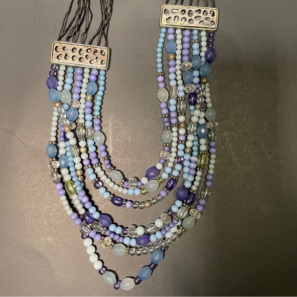 Vintage necklaces lot 2!multi strain beaded statement necklaces & 2 single beads - Picture 12 of 14
